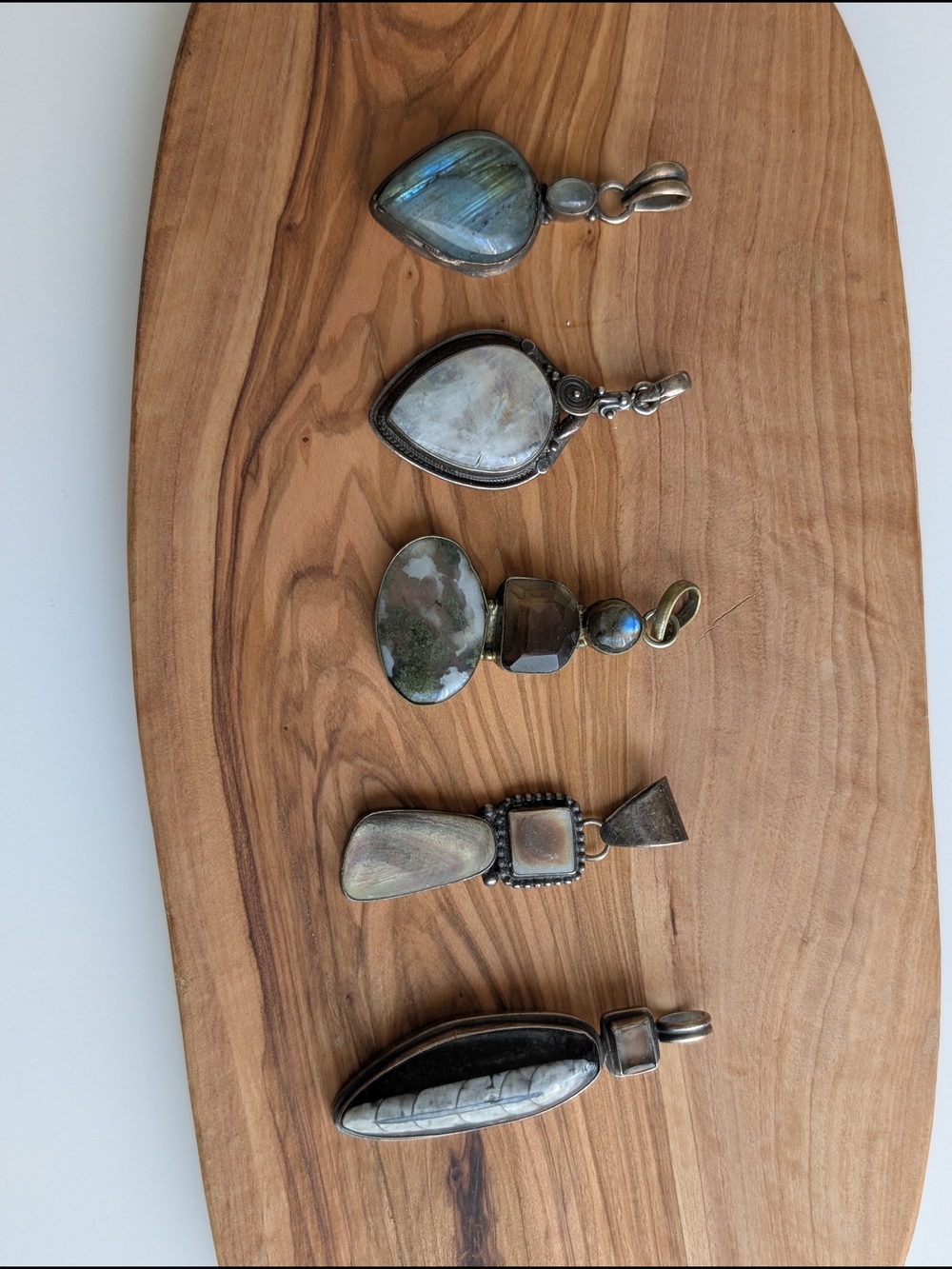 Sterling Silver & Stone Pendant Lot - Iridescent & Earth Tones